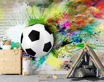 Индивидуални тапети Карикатура цветни футболен спорт за детска СТАЯ Стенен декор на 3d стенни панела