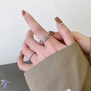 Индивидуалност Уникален дизайн в ниша Двухслойное пръстен от две части, Метална тенденция в стил хип-хоп, популярно регулируем пръстен на показалеца