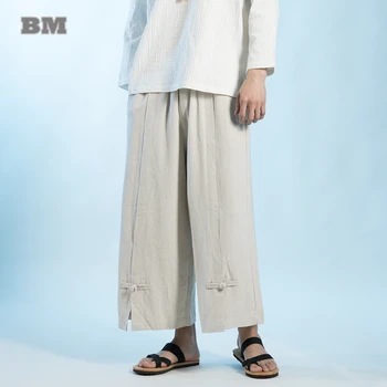 Китайското Традиционната Рокля Свободни Ленени Широки Панталони Големи Размери, Мъжки Дрехи, Летни Реколта Ежедневни Скъсяване На Панталони Големи Размери, Мъжки