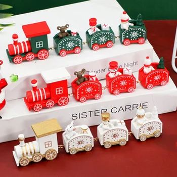 Коледна украса за влака за деца, малък дървен комплект за влакове, аксесоари за фестивалната хол, добър подарък за рожден Ден за деца