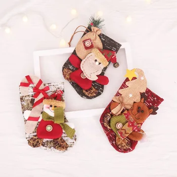Коледна украса, чорапи с снеговиком Дядо Коледа, висулка във формата на елхи, Коледни чорапи, подаръчен пакет, Коледна чанта