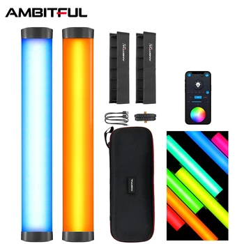 Комплект AMBITFUL A2-2 RGB ламповых лампа, CRI 95 + TLCI 97 +, вграден приложение + Магнитна функция на клетъчната мрежа RGB LED Stick Double Lamp Kit
