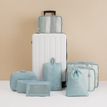 Комплект от 6/8 предмети, пътен органайзер, чанта за съхранение, комплект за опаковане на куфара, калъфи за съхранение на преносим органайзер за багаж, чанта за съхранение на дрехи и обувки