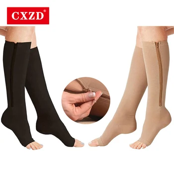 Компрессионный чорап CXZD от мед, компресия чорапи, мъжки, дамски чорапи с подкрепата на коляното на мълния, дамски чорапи с отворени пръсти, тънки, анти-усталостные, стрейчевые