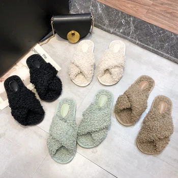 Корейски Жена дизайн, модни дишащи плюшени чехли, есен-зима, нескользящие удобни универсални домашни памучни чехли за баня, Подови
