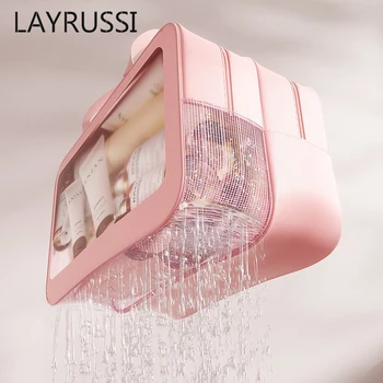 Косметичка LAYRUSSI голям капацитет за жени, косметичка за мокро и сухо пране, косметичка за грим, преносима чанта за тоалетни принадлежности от PVC за пътуване
