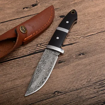 Кръгла дръжка от дамасской стомана, тактически прав нож, многофункционален нож за нощуване на открито, подарък колекция от преносими ножове за носене