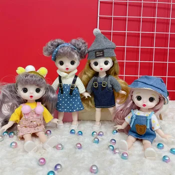 Кукла 17 см, 13 ставите, 3D Моделиране на очите, на сладка малка кукла с дрехи, играчки, наряжаемая момиче, детски подарък