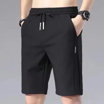 Къси панталони мъжки летни тънки корейски модерни ежедневни спортни капри от коприна лед, преки свободни панталони, плажни панталони на марката Tidal