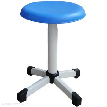 Лабораторен подвижен стол от сгъсти стоманена тръба, кръгла табуретка на три крака, подвижен стол, стол за работилница, училищен клас, ученик