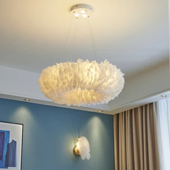 Лампи Сметана стил, осветление спални, минималистичная творческа личност, осветление на хола, ресторант, полилей от пера
