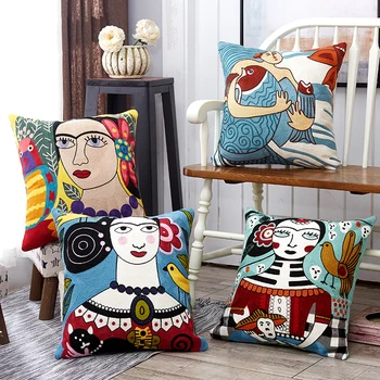 Ленена торбичка за диванной възглавници Picasso с набивным модел, калъфка за възглавница, украса за дома, вечерни постелки за автомобил