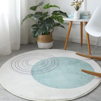 Лесен Луксозен кръгъл килим с дрямка, за украса на хола, домашни килими за спални, Голям скрин, компютърен стол, мека подложка Alfombra