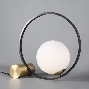 Лесна настолна лампа от бяло стъкло в скандинавски стил, нощна лампа за спални, лампа за четене в кабинета, постмодернистский творчески настолна лампа в стил фоайе