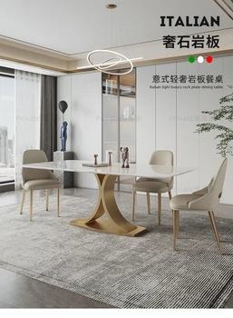 Лесно лукс и ярка комбинация от бюрото и стола е от каменни плочи модерен лесен домакински правоъгълен дизайн на маса от неръждаема стомана