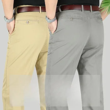 Летни тънки мъжки костюмные панталони, права, разкроена, памучни, ежедневни, корейската мода 2023, Нов монофонични темперамент, лукс A162