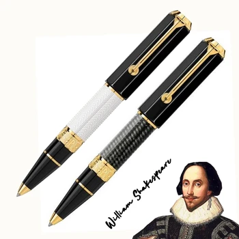 Луксозна химикалка писалка писател Уилям Шекспир MB, издаден в ограничен тираж, черни гел химикалки, изработени от въглеродни влакна със сериен номер 6836/9000