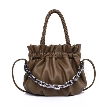 Луксозни дамски чанти от изкуствена кожа, малки чанти на веригата, висококачествени дамски чанти през рамо за жени, ежедневни чанти-месинджър, Нова