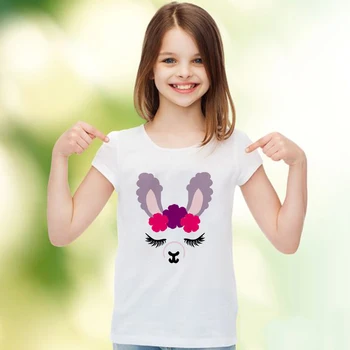 Лятна тениска с анимационни герои за момичета, хубава тениска с изображение лама, забавна тениска за момичета, ежедневни тениски за деца, потници, облекло