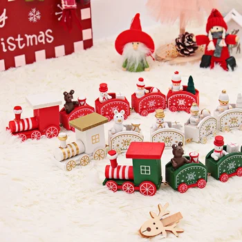 Малък Влак, дървени коледни украси, Рамка жп път с коледна елха, детска играчка, Коледен Коледен подарък 70%