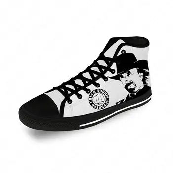 Маратонки с най-високо берцем Chuck Norris, мъжки и дамски ежедневни обувки за юноши, парусиновые маратонки за бягане, лека дишаща обувки с 3D принтом, черен