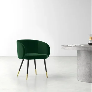Мебели за трапезария на ресторанта Nordic Върху метални крака в съвременен стил, трапезни столове с кадифена тапицерия и подлакътник