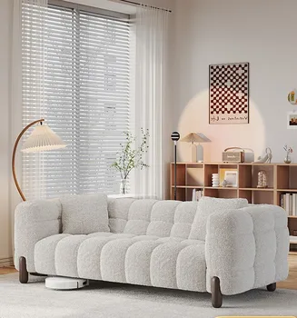 Мека мебел в италиански стил, хол, права редица, за трима човека, с голям диван за сядане, разтегателен плат, за да се сладък памук