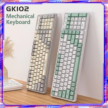 Механична клавиатура Langtu Gk102 Ос, Жичен киберспортивная детска компютърна клавиатура с подсветка червена клавиатура Ос Keycap, за Безжична връзка Bluetooth