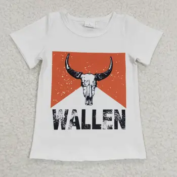Модерен дизайн, тениски RTS за деца с къс ръкав, детски бял топ с принтом крави, тениски в стил Уестърн за малки момичета