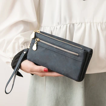 Модерен женски чантата е от мека изкуствена кожа MIYIN с цип, лесна и универсална дълга ръчна чанта, мултифункционален портфейл