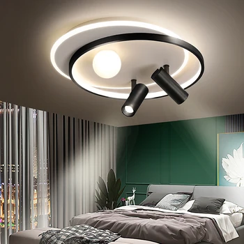Модерен през цялата тавана led лампа с прожектором, черно окачен лампа с регулируема яркост за спални, хол, кухня, вътрешен декор