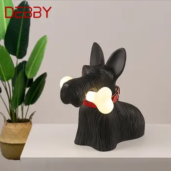 Модерна настолна лампа DEBBY Nordic, креативна настолна лампа от смола, черна led лампа във формата на куче, декоративна за дома, хол, детска спалня