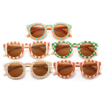 Модерни детски слънчеви очила с кръгли шарени слънчеви очила за спорт на открито, очила за момичета и момчета UV400, слънчеви очила