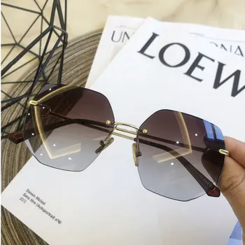 Модни Поляризирани слънчеви очила за Шофиране, жените градиентные очила Без рамки, висококачествени Луксозни Слънчеви очила За Мъже UV400