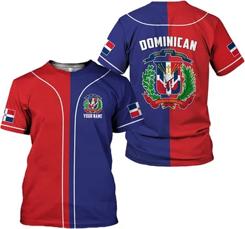 Мъжка тениска с Флага на Доминиканската Република, Безплатна тениска с Потребителски име, Модерен Случайни Универсален Топ с кръгло деколте За мъже И жени