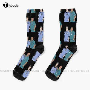 Мъжки Чорапи Jd И Турчин Scrubs, Смешни Чорапи, Коледен Подарък За Нова Година, Дигитален Печат 360 °, Персонализиран Потребителски Hd Телевизор Високо Качество