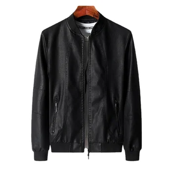 Мъжки бизнес якета, кожени приталенная яке-бомбер от изкуствена кожа, мъжки мотоциклетни ежедневни якета, мъжки палта jaqueta masculina