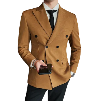 Мъжки двубортная благородна и красива ежедневни връхни дрехи за бизнес срещи и универсални якета