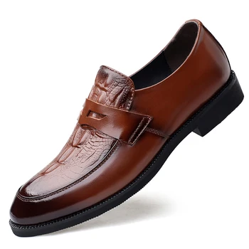 Мъжки ежедневни обувки в бизнес стил от естествена кожа, елегантни модни луксозни класически лоферы, дишаща удобна градинска обувки-високо качество