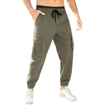Мъжки панталони-карго Cascal голям размер, обикновена, с завязками по стените, множество джобове, дълги панталони, маркови панталони Big Foam Copper Key