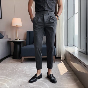 Мъжки панталони костюмные панталони, висококачествени британски модел панталони, бизнес ежедневни панталони, градинска дрехи, мъжки дрехи, панталони Nine Points