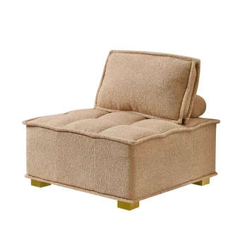 Мързелив дивана-табуретка с позлатени дървени крака от плюшени тъкани, подходящ за спални и дневни