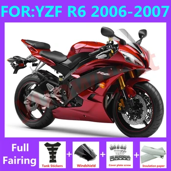 НОВА Форма за леене под налягане на мотоциклет ABS, пълен комплект обтекателей, подходящ За YZF R6 2006 2007 YFZ-R6 06 07, Комплекти обтекателей за тялото, червен