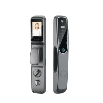 Най-евтината система за заключване на вратите Qleung S907MAX с цифров пръстов отпечатък, код карта, ключ, автоматична система за заключване на вратите с Камера
