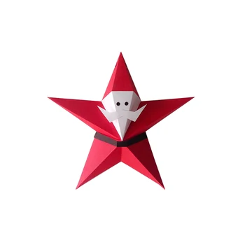 Направи си САМ 3D Дядо Коледа Петолъчна Звезда Модел Стенни Декорации, Ръчно изработени Творчески Стенни Висящи Играчки-Пъзели Подарък Книжен Модел Коледа