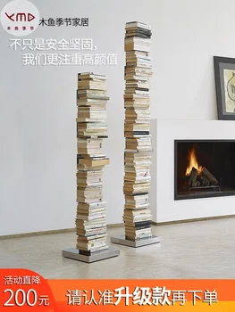 Невидима лавица за книги в скандинавски стил, ъглова лавица за книги от пода до пода, модерен минималистичен триизмерен рафтове за съхранение