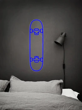 Неонов знак за скейтборд с захранван от USB за декор на стаята, led неонова лампа с регулируема яркост, лека нощ за спалня, стенно изкуство в хотела, подарък за рожден ден