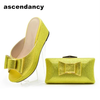 Нигерийски дамски обувки и чанта в тон за парти, най-новите италиански обувки с подходящи торби, двустаен, обзаведен луксозен дамски обувки 2023