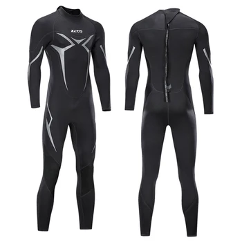 Нов 3 мм неопреновый мъжки костюм за гмуркане, едно парче топъл и дебели костюм за подводен лов и риболов, черен костюм за гмуркане