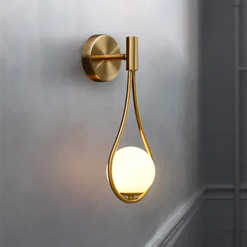 Нов златен монтиран на стената лампа в стил арт-деко, антикварен стенен лампа за студио, нощни шкафчета, всекидневна, кухня, лестничный лампа, монтиран на стената лампа